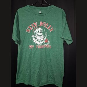 Holiday Time Green Santa Graphic Tee